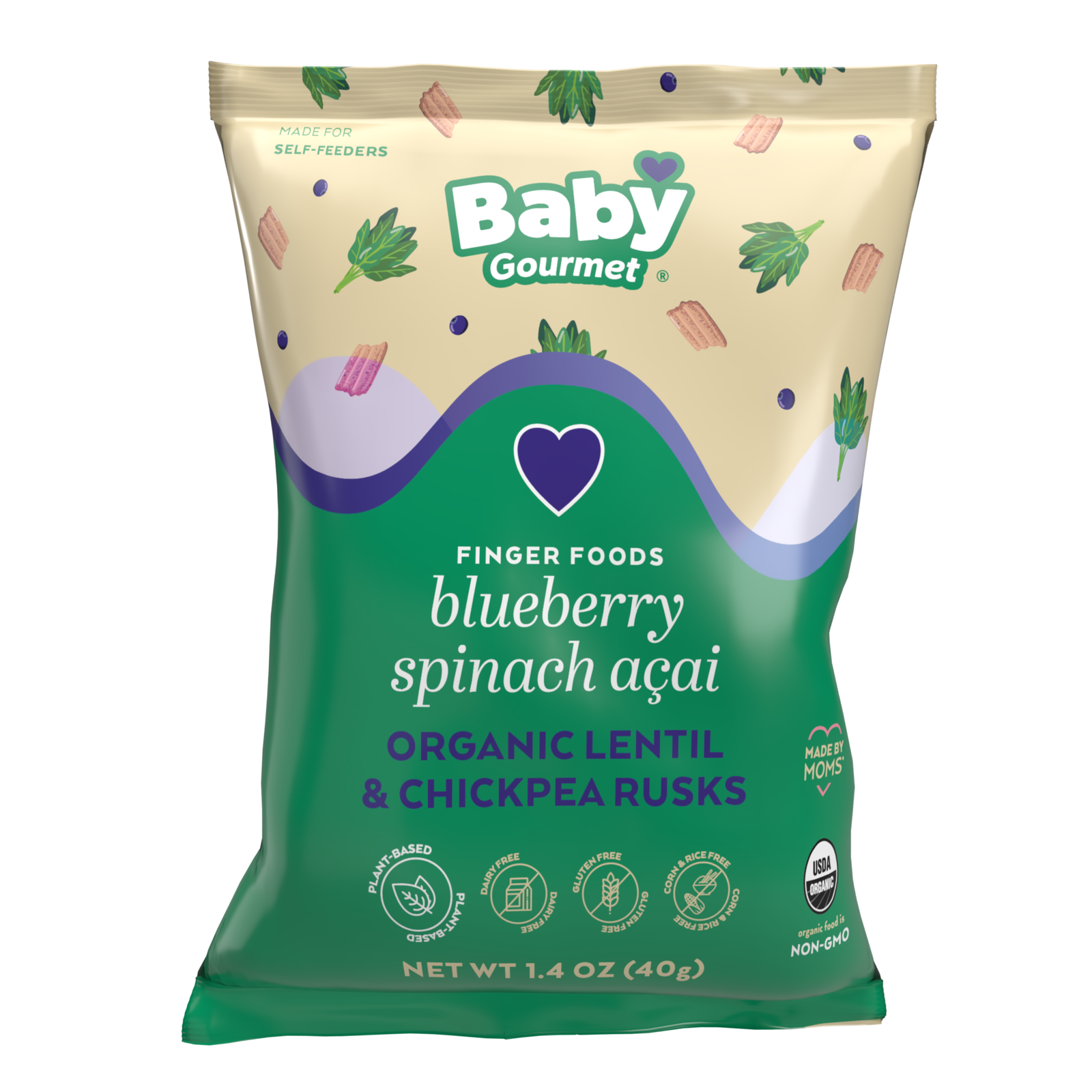 Blueberry Acai Spinach Rusks