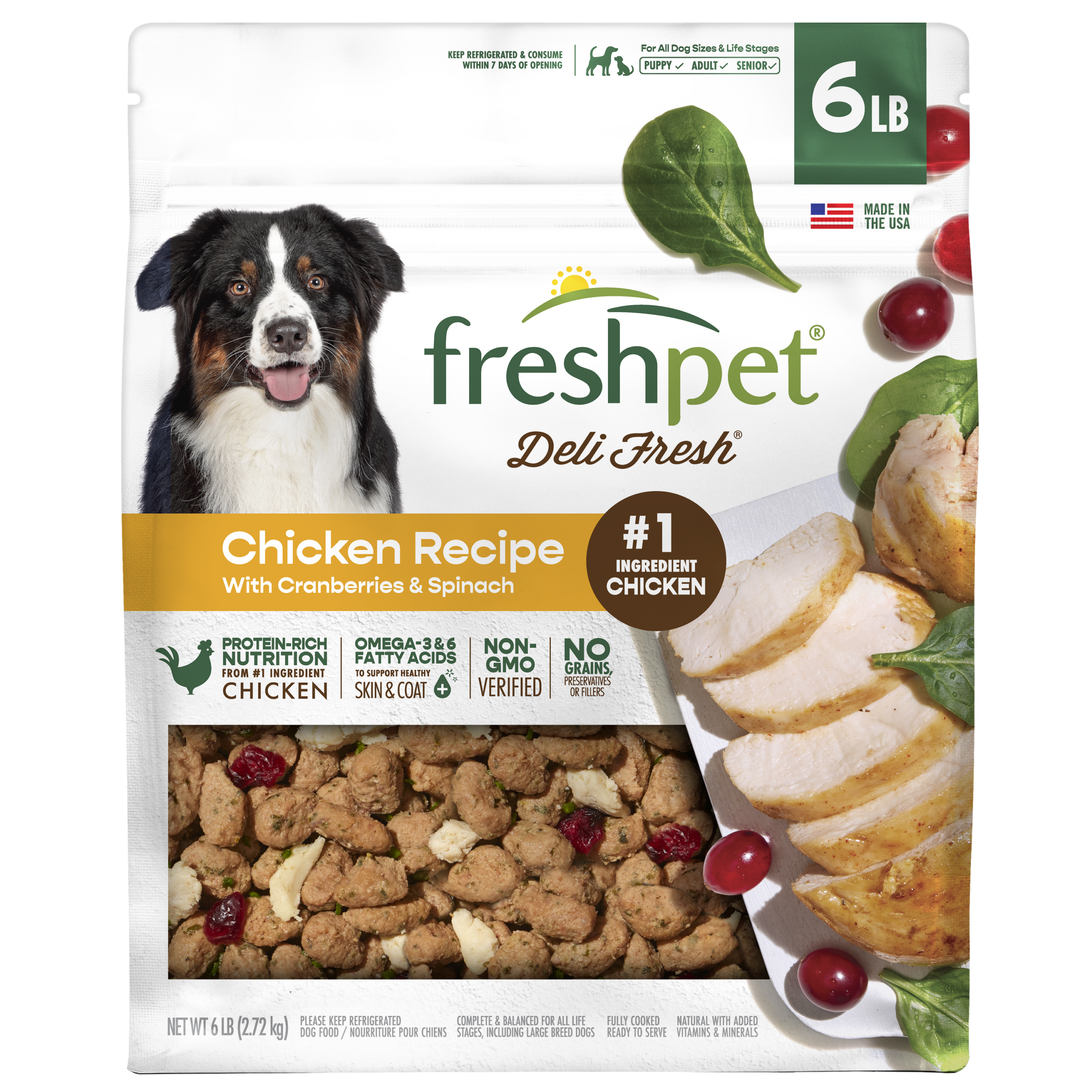 FRESHPET DELI FRESH DOG ROASTED MEALS GRAIN FREE CHICKEN RECIPE 6 LB