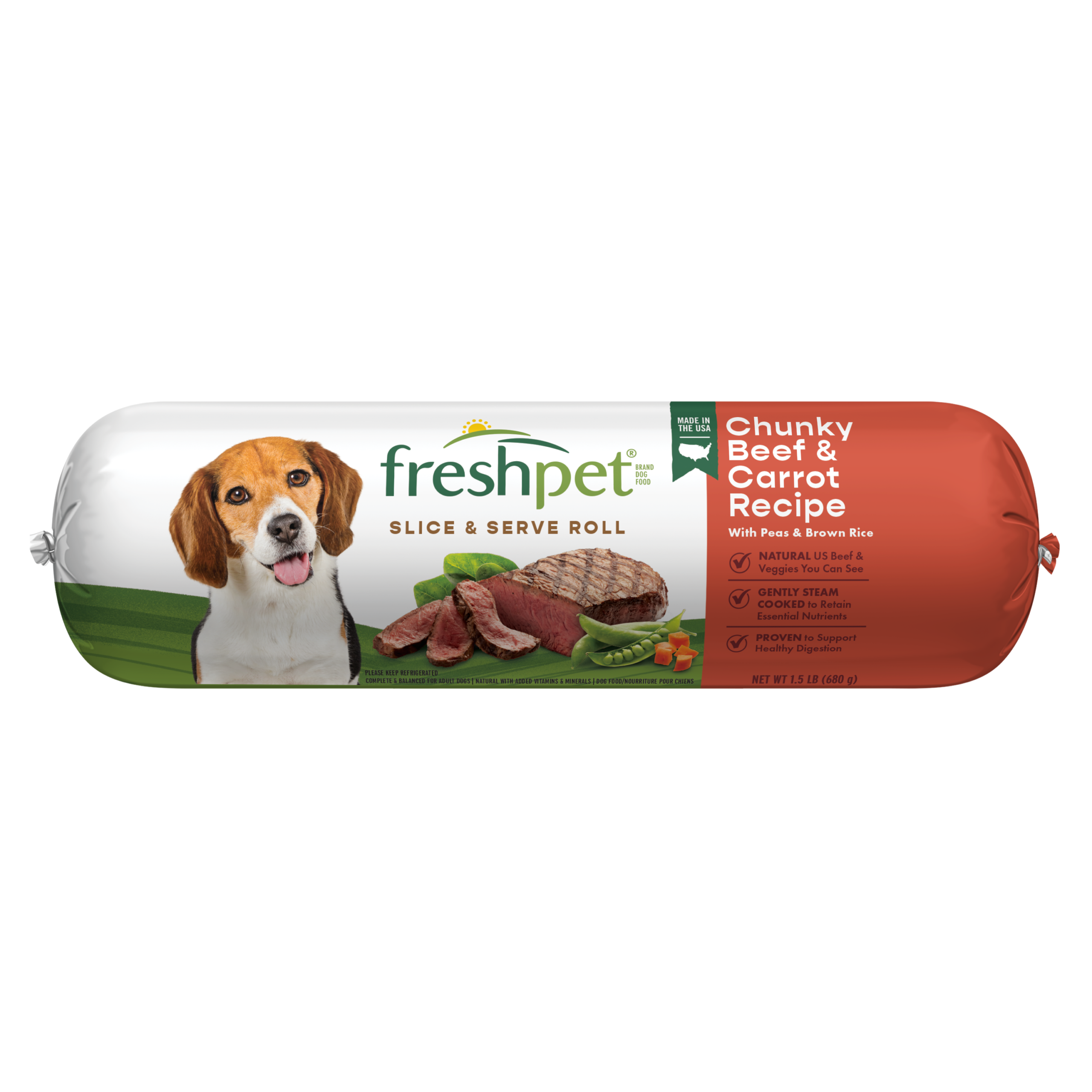 FRESHPET SELECT DOG ROLL CHUNKY BEEF RECIPE 1.5 LB