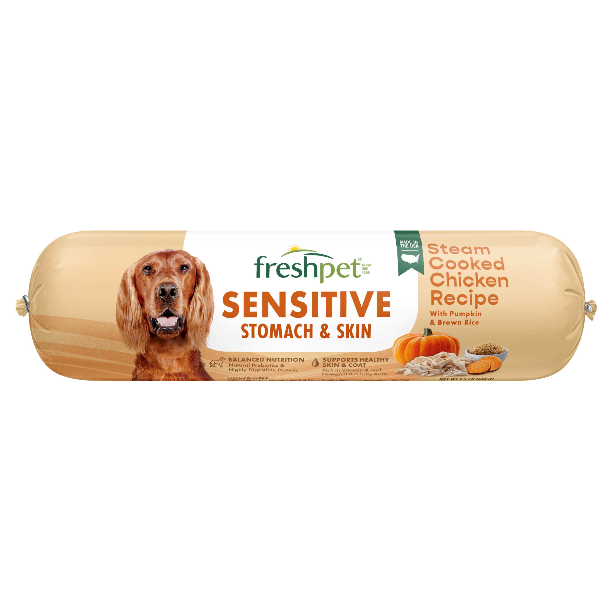 FRESHPET SELECT SENSITIVE STOMACH & SKIN DOG ROLL CHICKEN RECIPE 1.5 LB