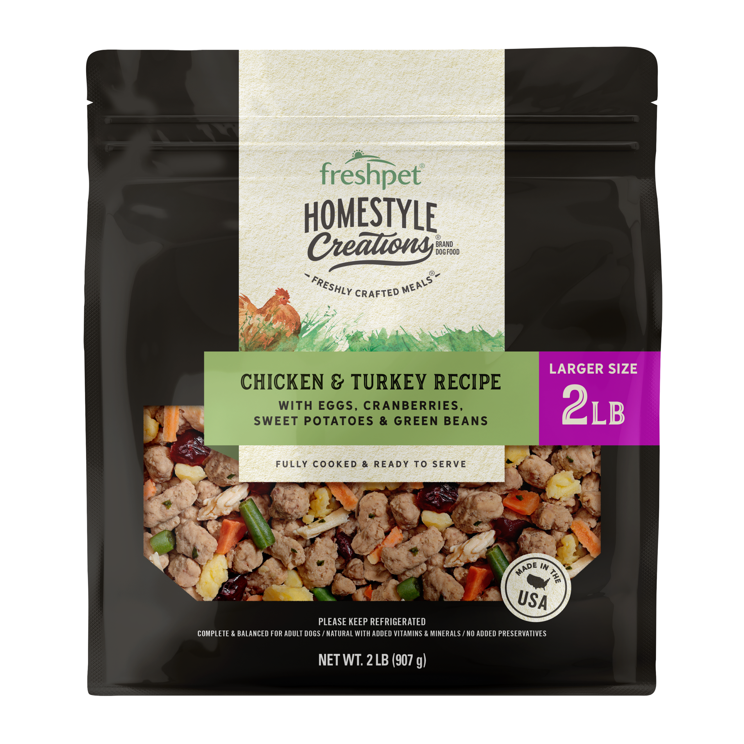 FRESHPET HOMESTYLE CREATIONS DOG MEALS  CHICKEN & TURKEY RECIPE  2 LB