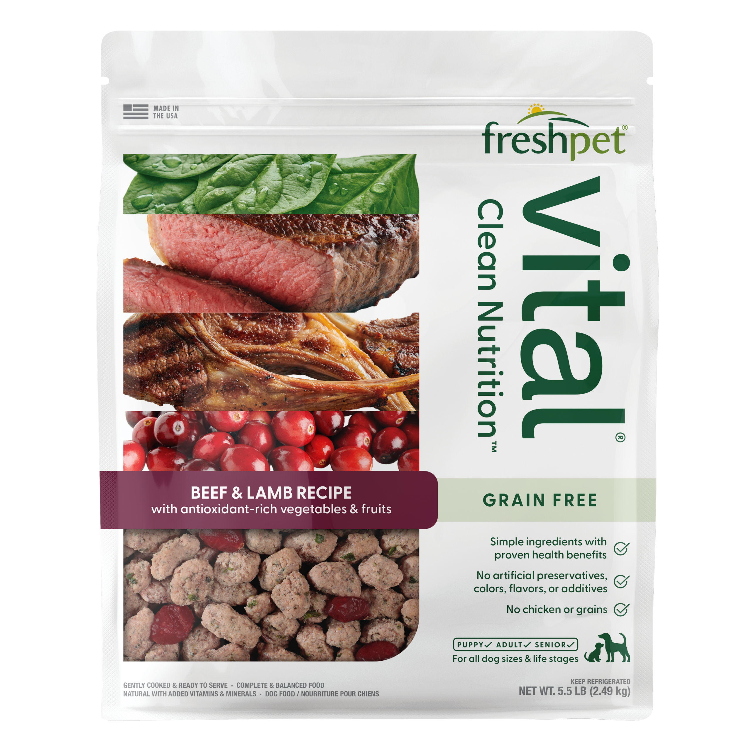 FRESHPET VITAL DOG ROASTED MEALS GRAIN FREE BEEF & LAMB RECIPE 5.5 LB