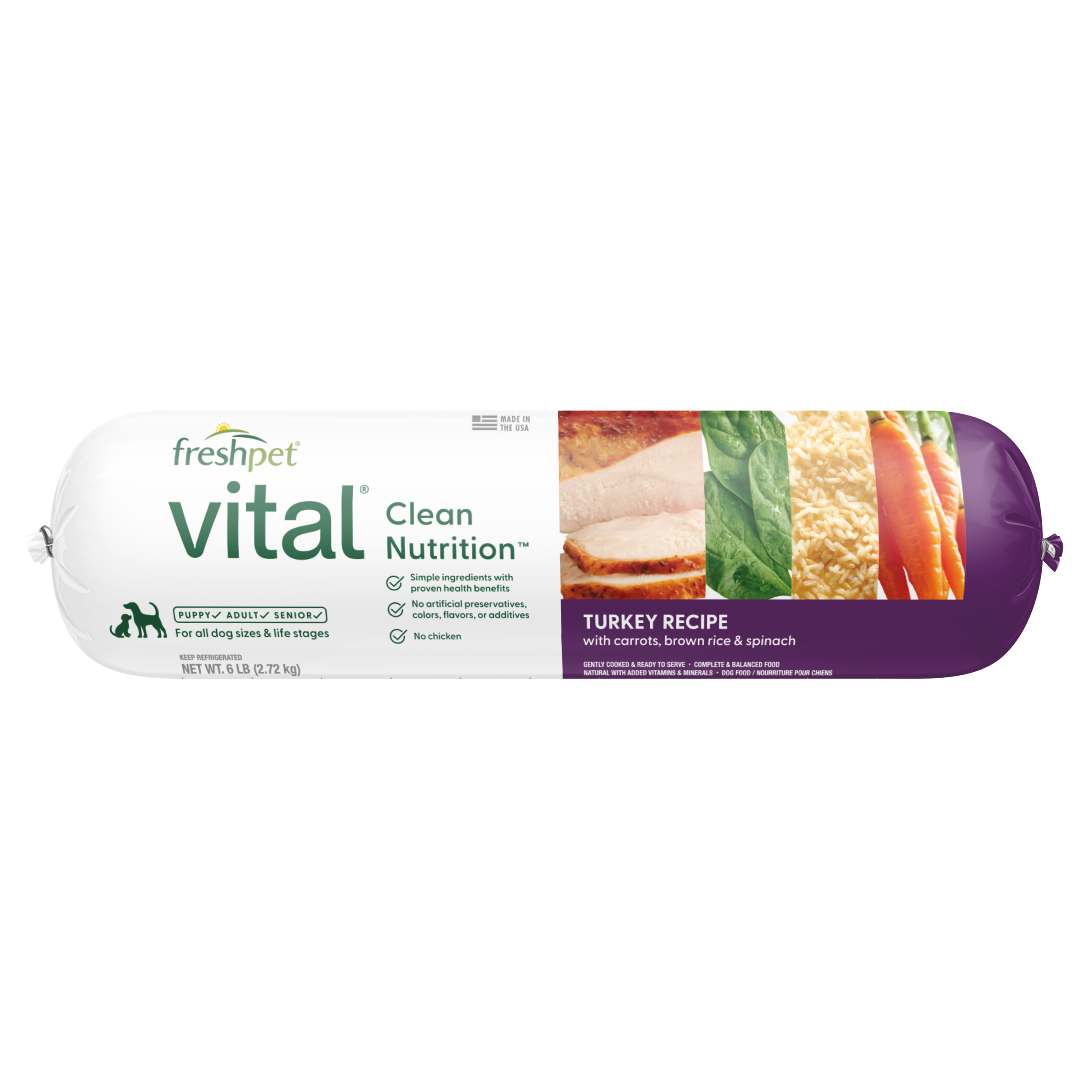 FRESHPET VITAL DOG ROLL TURKEY RECIPE 6 LB